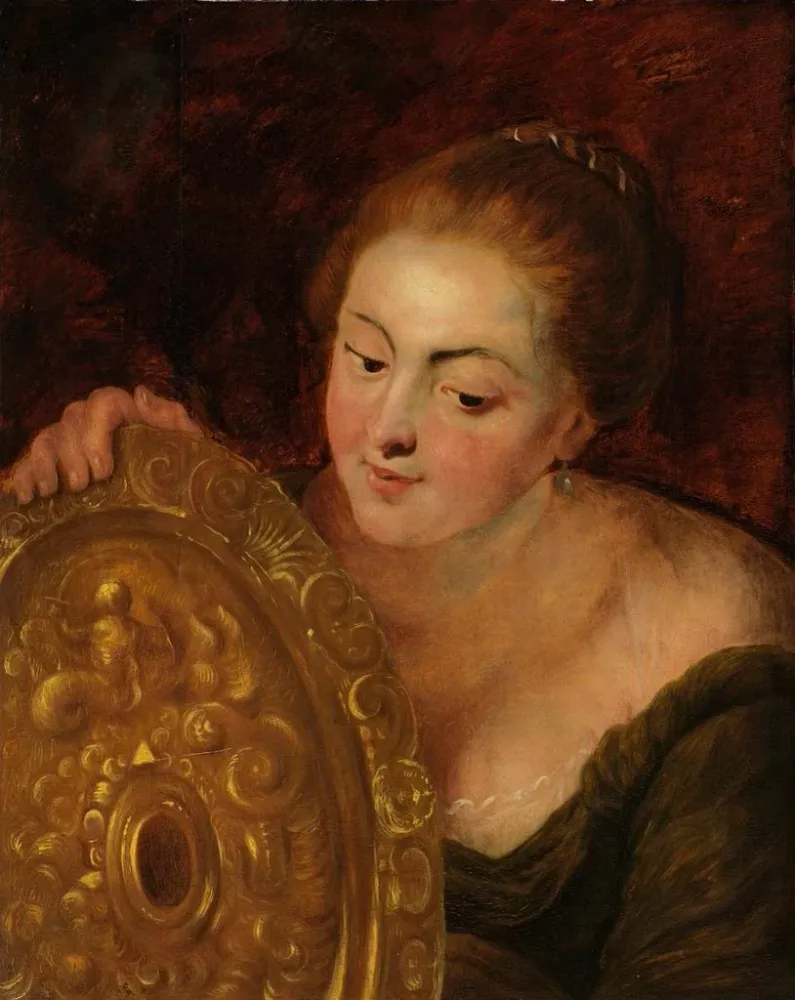 Maalaus Portrait d'une femme avec une plaque de cuivre - Anonyme | Taidetuloste
