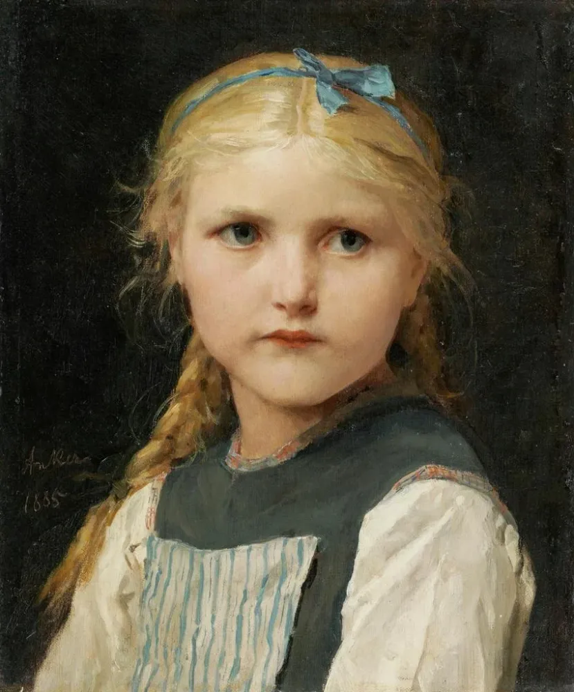 Maalaus Portrait d'une fille - Albert Anker | Taidetuloste