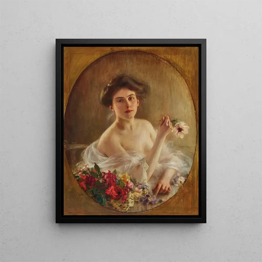 Maalaus Portrait d'une jeune femme avec des fleurs - Albert Lynch | Taidetuloste