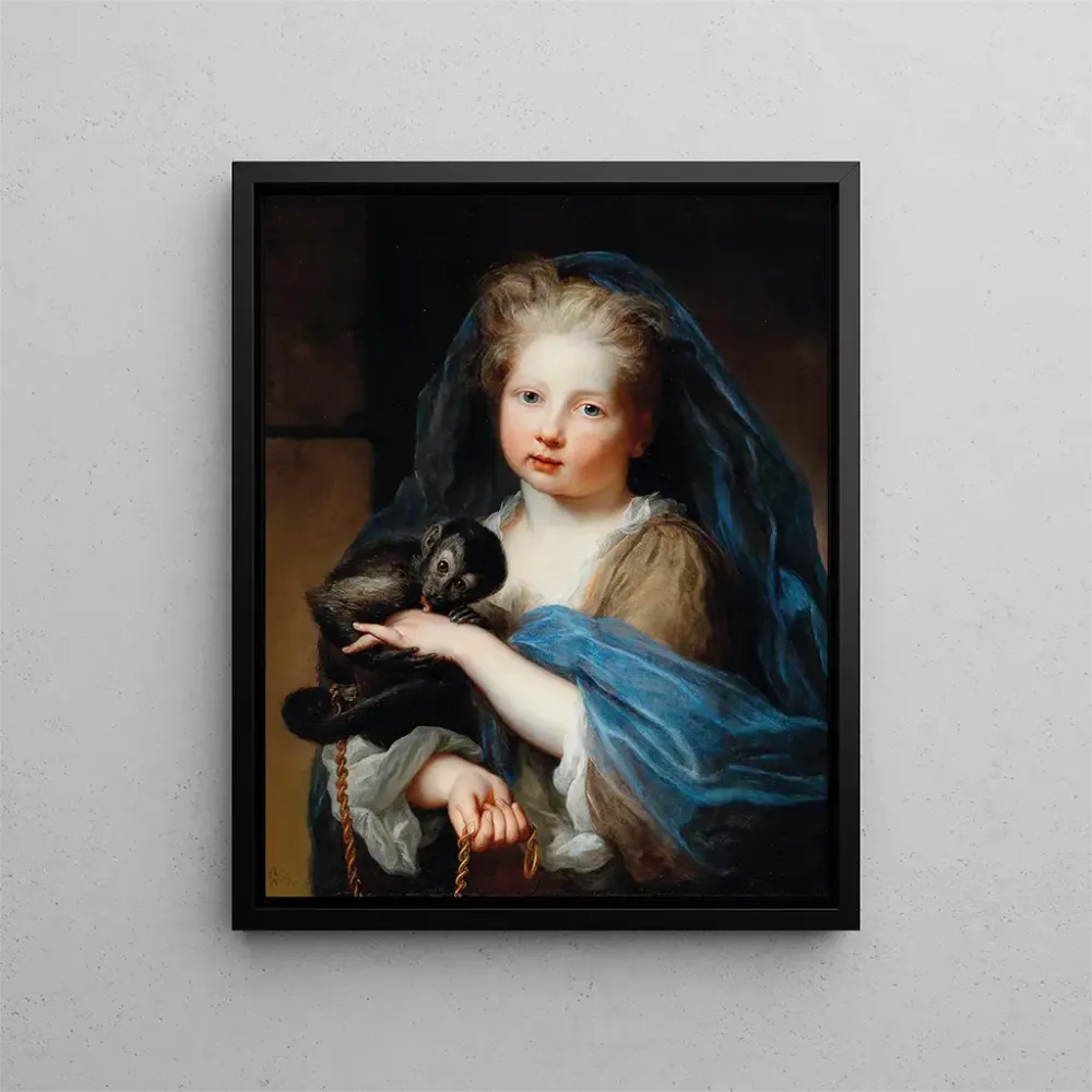 Maalaus Portrait d'une jeune fille tenant un singe - Alexis Simon Belle | Taidetuloste