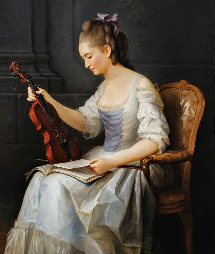 Maalaus Portrait d'une violoniste - Anne Vallayer-Coster | Taidetuloste