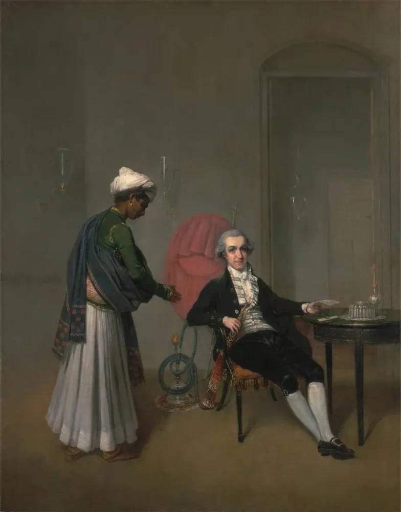 Maalaus Portrait gentleman, probably William Hickey, and Indian servant - Arthur William Devis | Taidetuloste