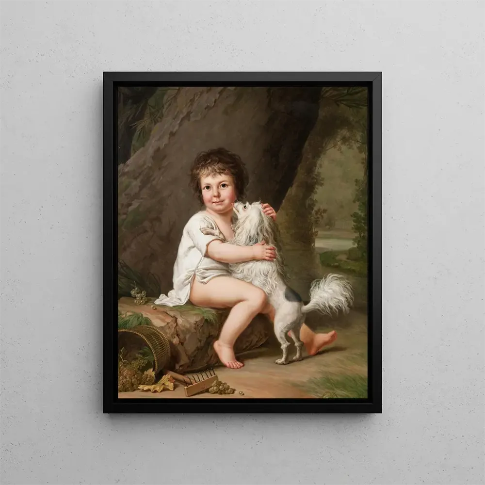 Maalaus Portrait du jeune Henri Bertholet Campan 1784-1821 avec la chienne Aline - Adolf Ulrik Wertmüller | Taidetuloste