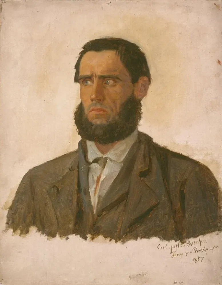 Maalaus Portrait du prisonnier Carl Gustav Svendsen - Adolph Tidemand | Taidetuloste