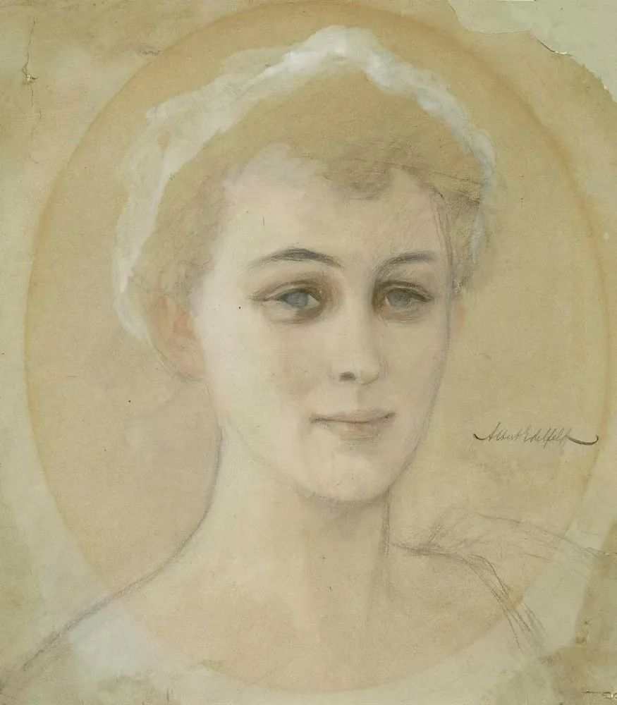Maalaus Portrait Study Baroness Naomi Emi De La Chapelle - Albert Edelfelt | Taidetuloste