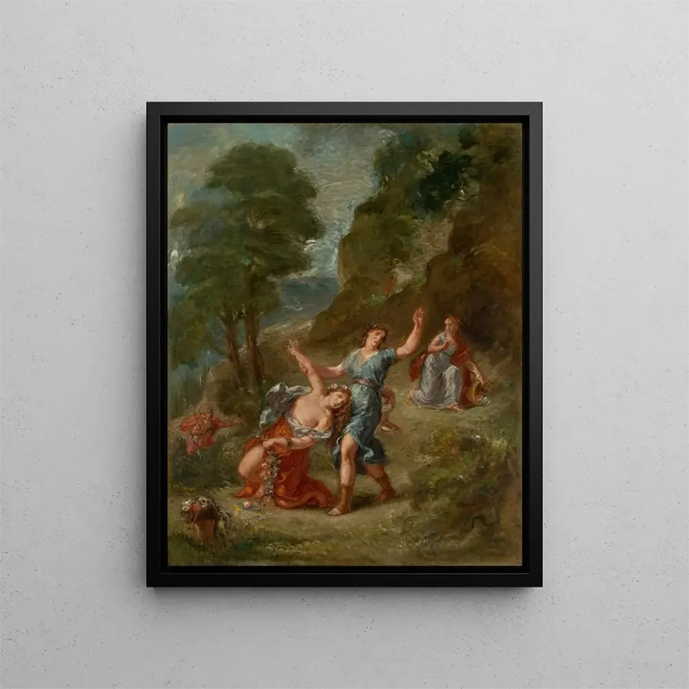 Maalaus Le Printemps : Eurydice mordue par un serpent lors de la cueillette de fleurs, la mort d’Eurydice - Eugène Delacroix