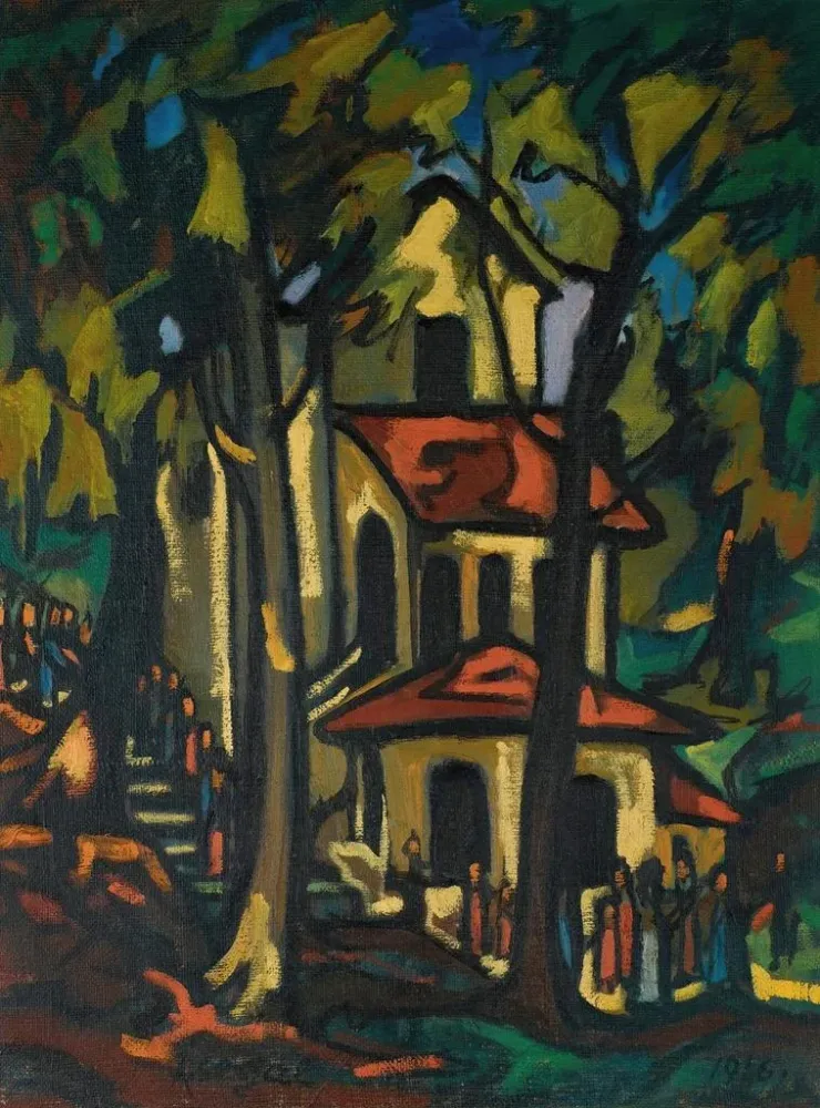 Maalaus Procession de la Madone de la fontaine - Arthur Segal | Taidetuloste