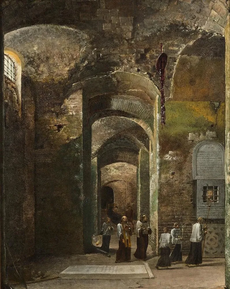 Maalaus Prosessio San Martino ai Monti kryptissä Roomassa - François Marius Granet | Taidetuloste