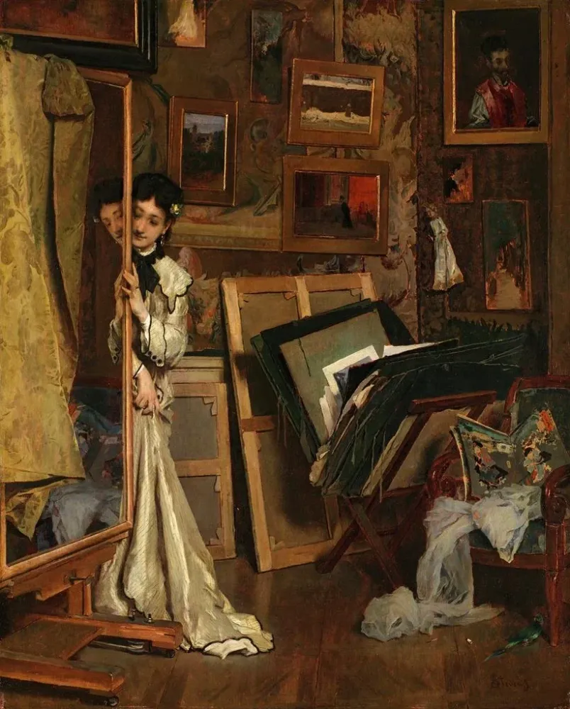 Maalaus Le Psyché Mon Studio - Alfred Stevens | Taidetuloste