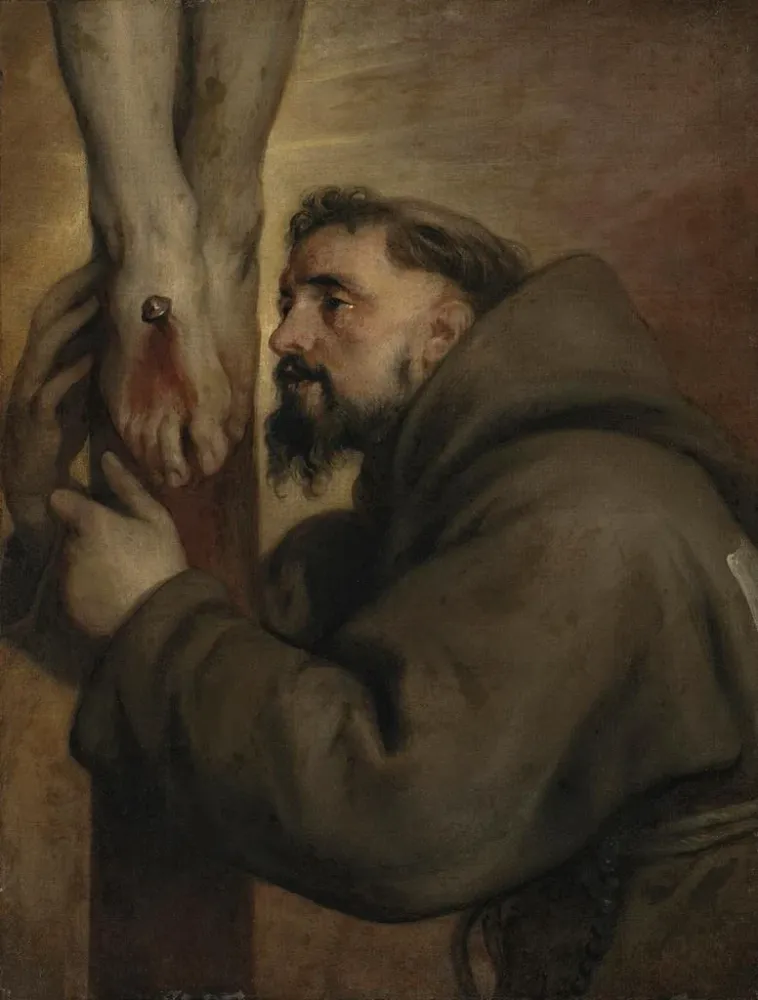 Maalaus Pyhän Franciscuksen Assisilaisen ristin juurella - Antoine van Dyck | Taidetuloste