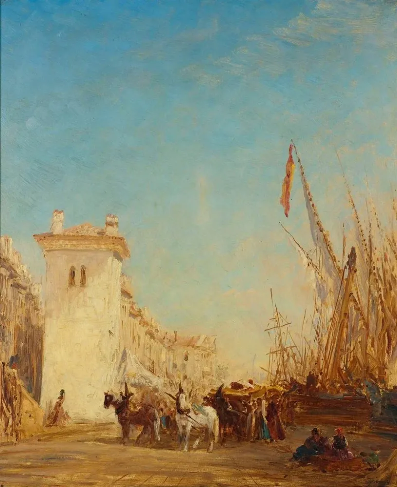 Maalaus Le quai Saint - Jean à Marseille - Félix Ziem | Taidetuloste