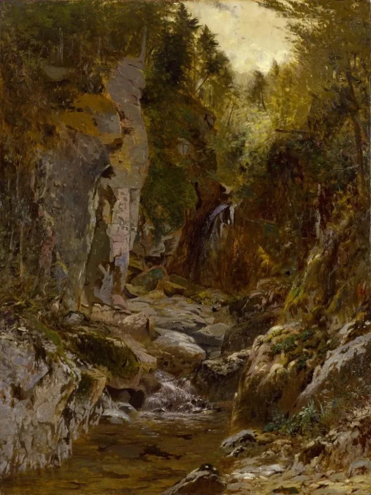Maalaus La rivière Opalescente Flume Adirondacks - Alexander Helwig Wyant | Taidetuloste