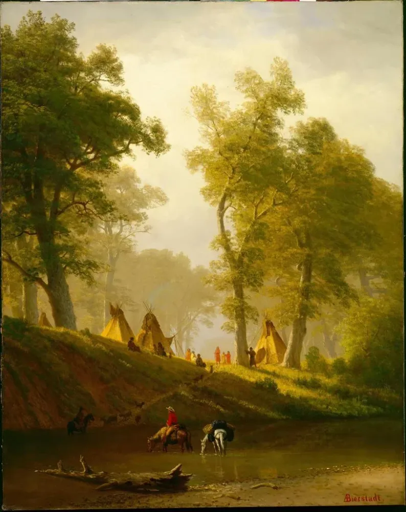 Maalaus La rivière Wolf au Kansas - Albert Bierstadt | Taidetuloste