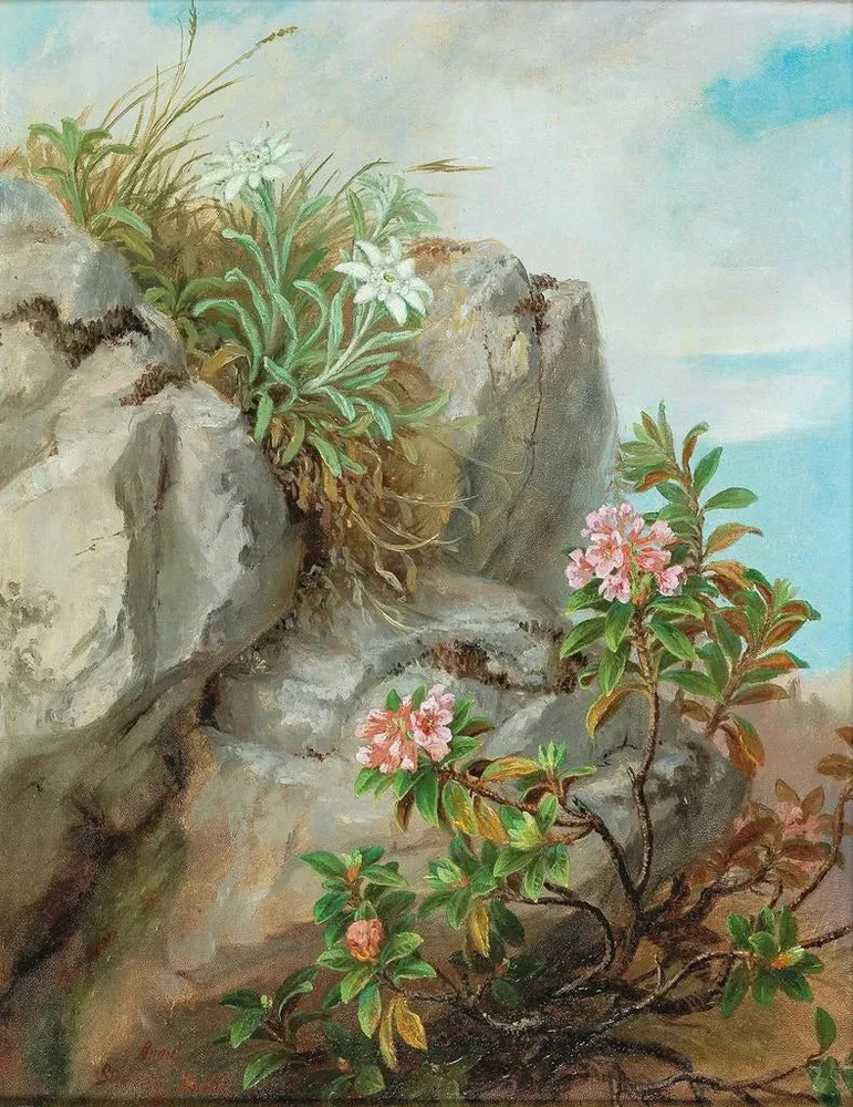 Maalaus Rosiers alpins - Anna Stainer-Knittel | Taidetuloste