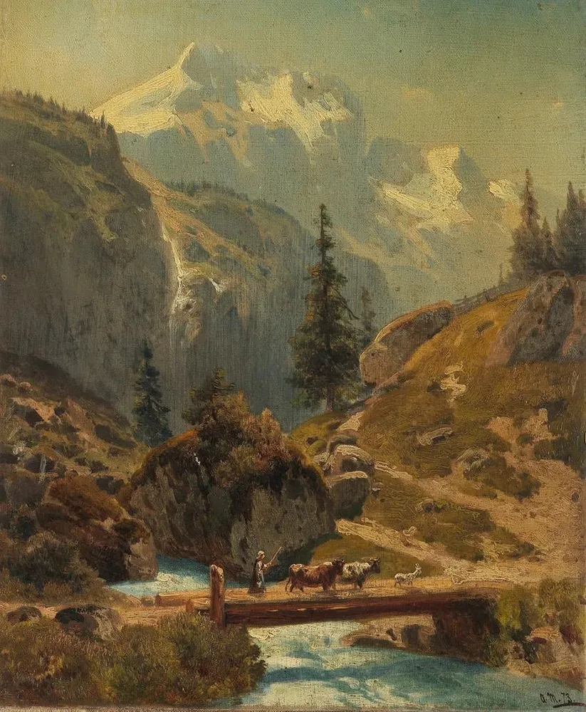Maalaus Ruisseau de montagne en haute montagne - Adolf Conrad Mosengel | Taidetuloste