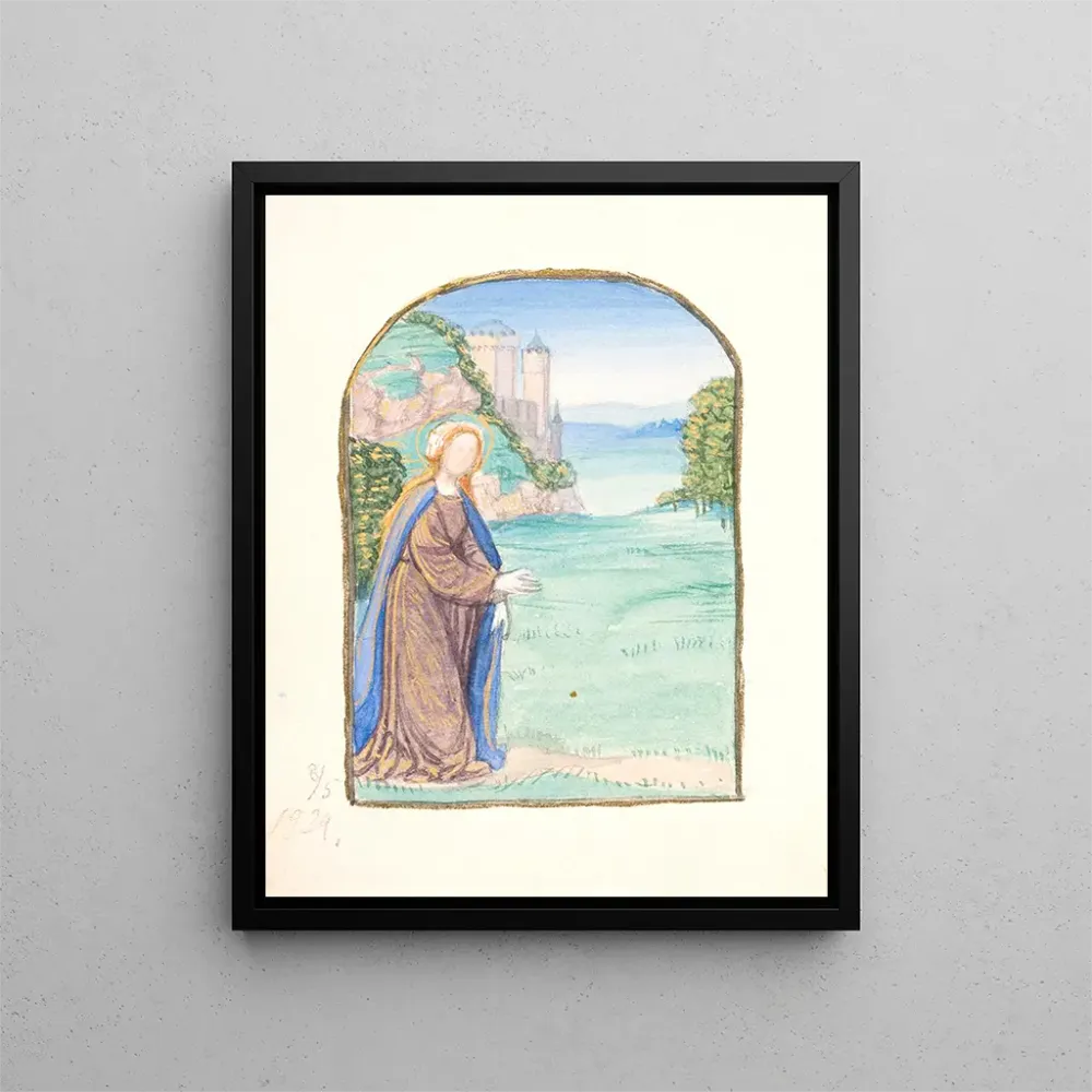 Maalaus Sainte femme dans un paysage avec un château en arrière-plan - Agnes Slott-Møller | Taidetuloste