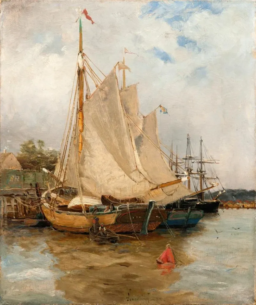 Maalaus Satamassa - Adolf Fredrik Nordling | Taidetuloste