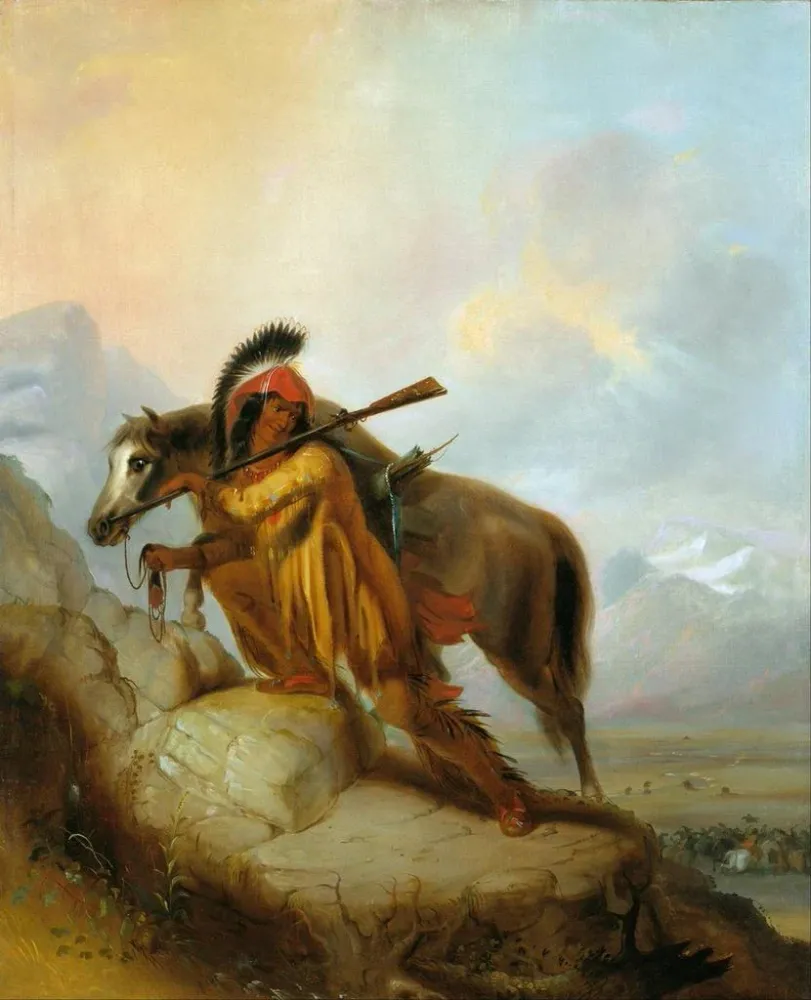 Maalaus Le Scalp-Lock (Conflit de cas) - Alfred Jacob Miller | Taidetuloste