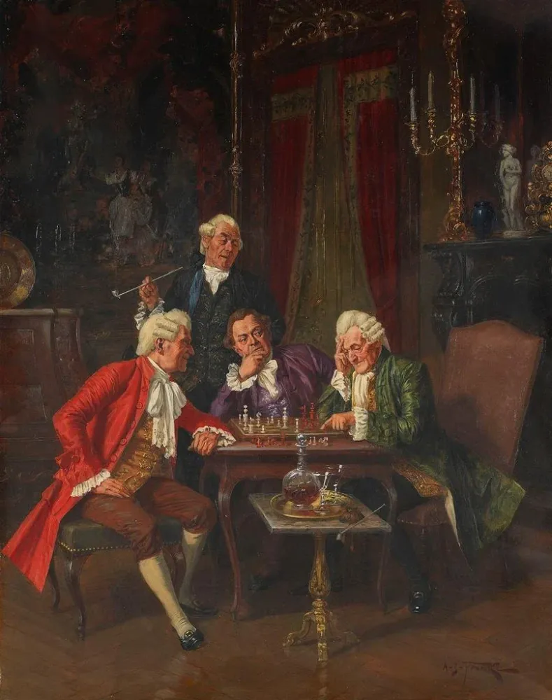 Maalaus Shakkipeli - Albert Julius Franke | Taidetuloste