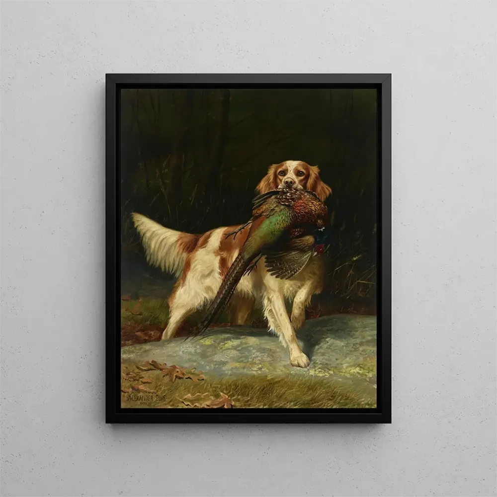 Maalaus Springer Spaniel metsästäjäkanilla - Alexander Pope | Taidetuloste