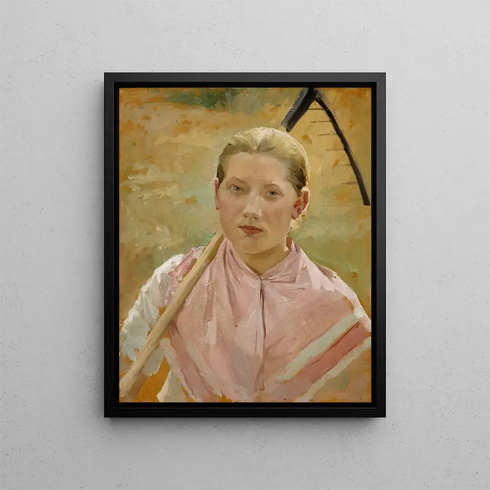 Maalaus Study « Tyttö haravalla » elokuulle - Albert Edelfelt | Taidetuloste