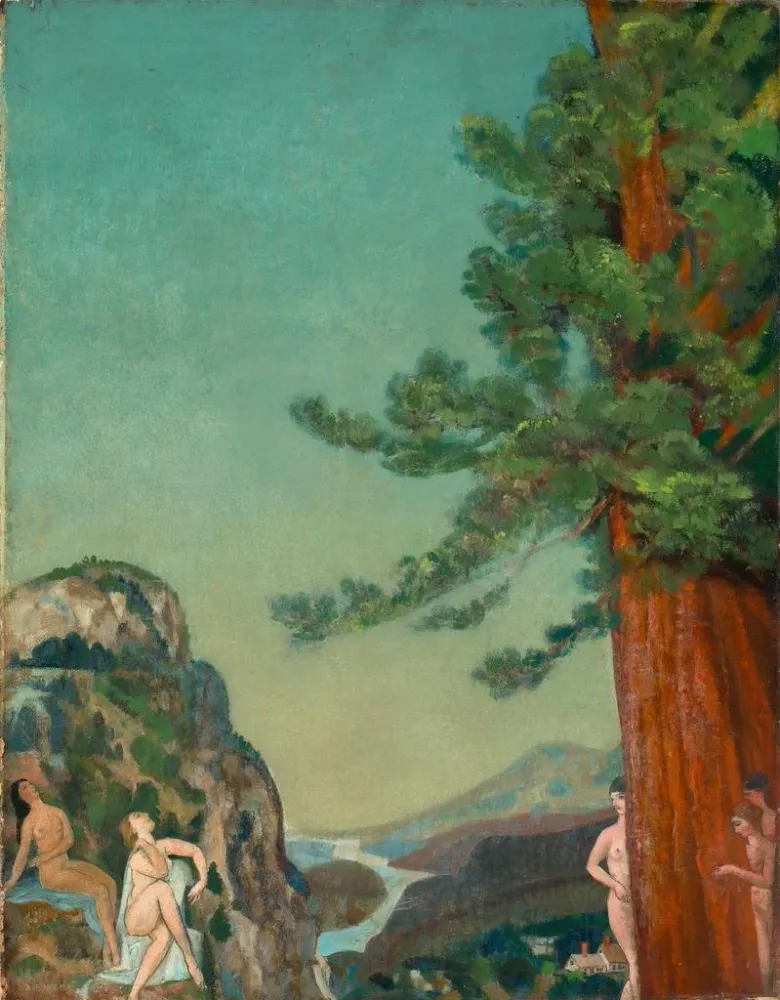Maalaus Sur les falaises - Arthur Bowen Davies | Taidetuloste