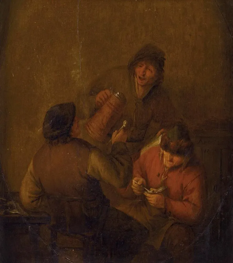 Maalaus Taverna-tilanteesta - Adriaen van Ostade | Taidetuloste