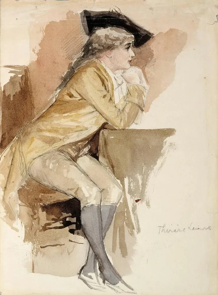 Maalaus Thérèse Lainville pukeutuneena kuin 1700-luvulla - Albert Edelfelt | Taidetuloste