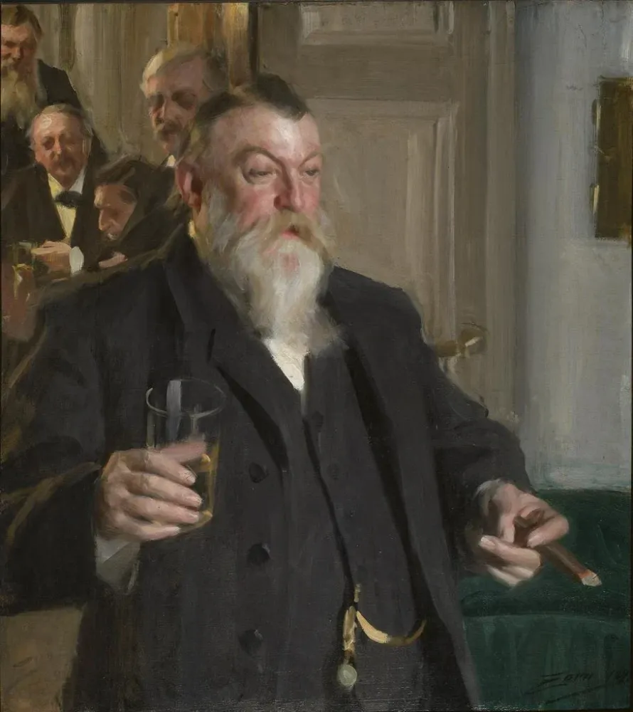 Maalaus Un toast dans la société Idun - Anders Zorn | Taidetuloste
