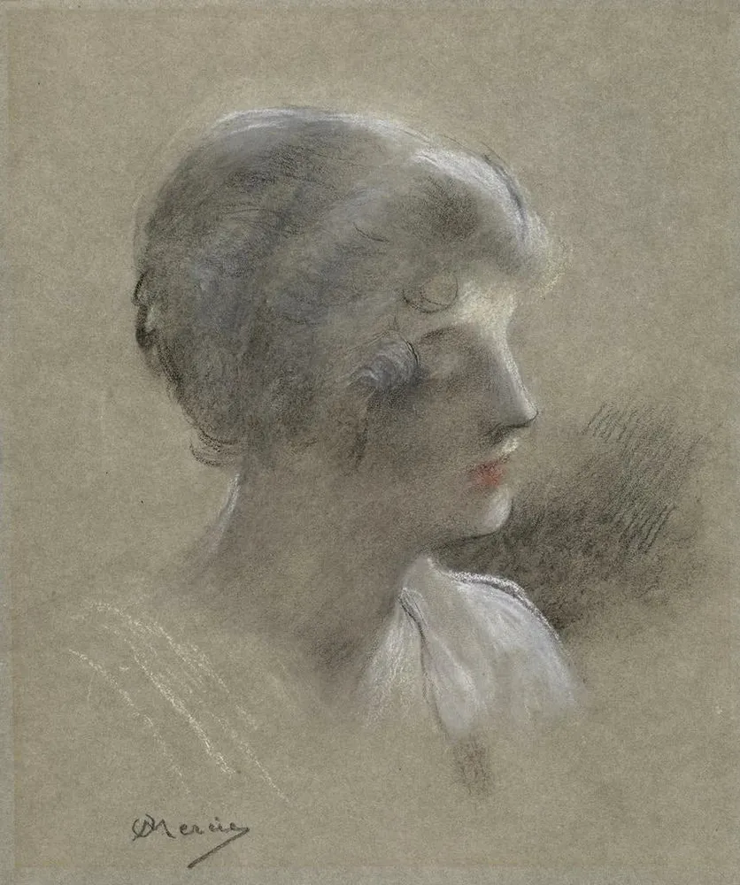 Maalaus Tête de jeune femme - Antonin Mercié | Taidetuloste