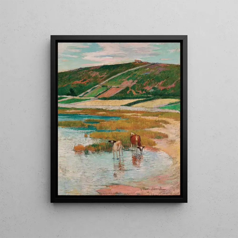 Maalaus Vaches à l'abreuvoir - Henry Moret | Taidetuloste