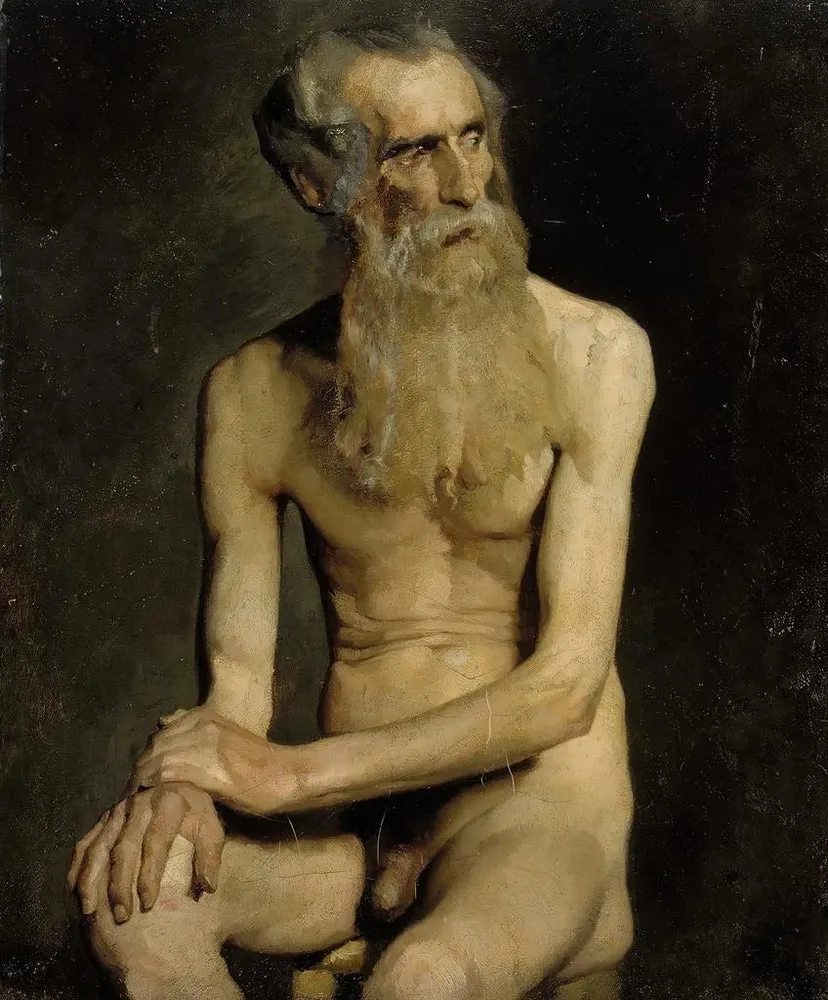 Maalaus Vanhan istuvan miehen akatemian tutkimus - Albert Edelfelt | Taidetuloste