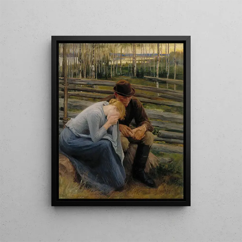 Maalaus Variaatio sur la tristesse de l'illustration du poème « À la foire de Vernamo » - Albert Edelfelt | Taidetuloste
