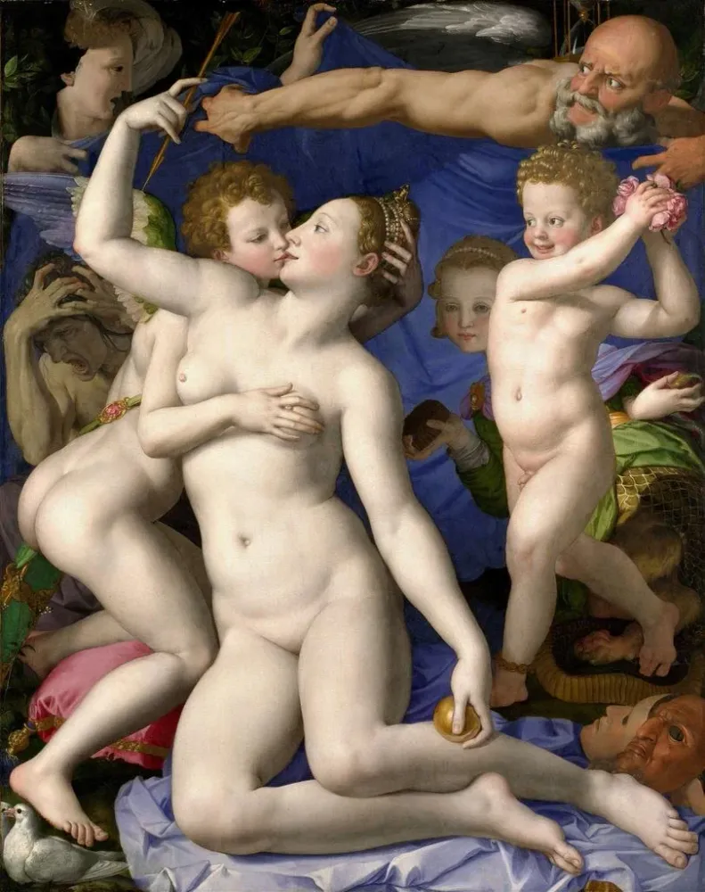 Maalaus Venus Cupidon Folie et Temps - Agnolo Bronzino | Taidetuloste