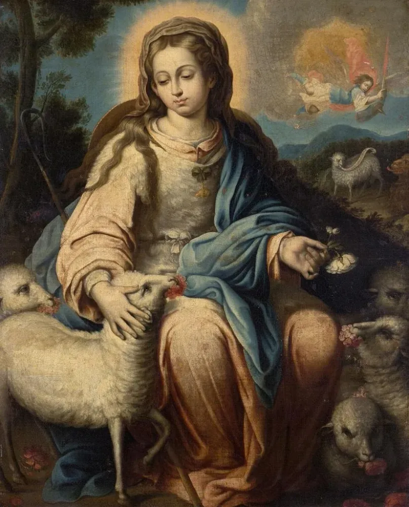 Maalaus La Vierge en bergère - Alonso Miguel de Tovar | Taidetuloste