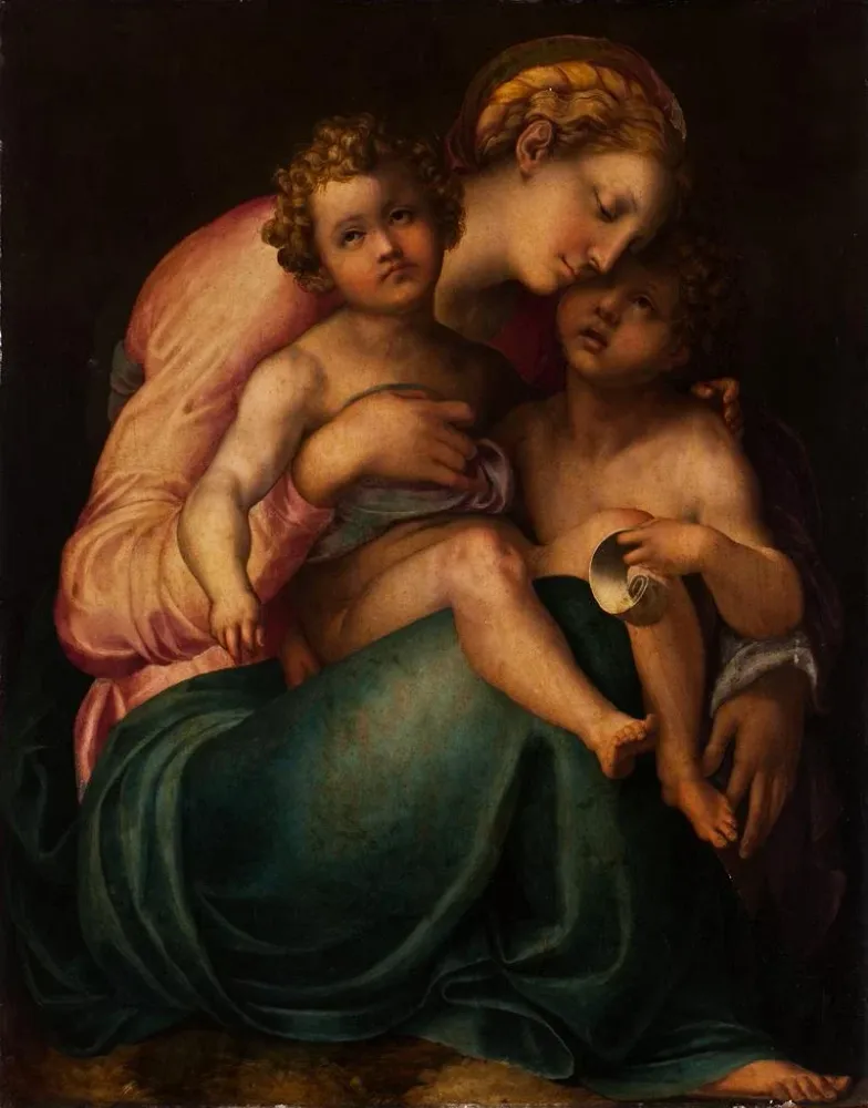 Maalaus La Vierge et l'Enfant avec Jean - Anonyme | Taidetuloste