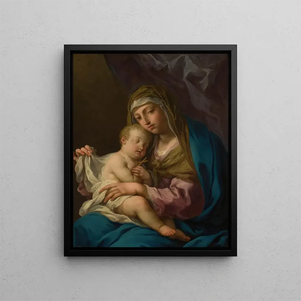 Maalaus Vierge à l'Enfant Jésus endormi - Angelo Trevisani | Taidetuloste