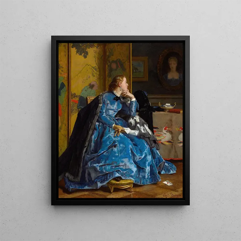 Maalaus Yksi herttuatar sinisessä mekossa - Alfred Stevens | Taidetuloste