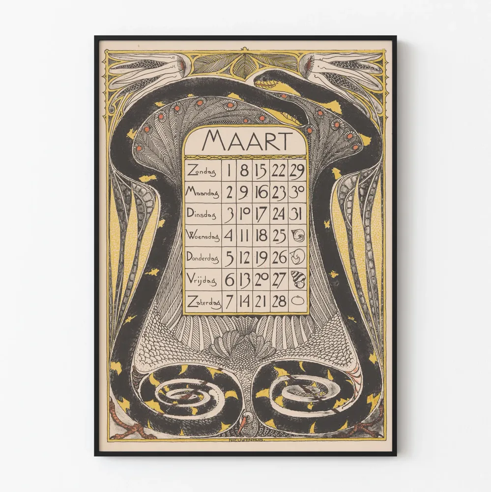 maaliskuun 1896 taiteellinen kalenterijuliste