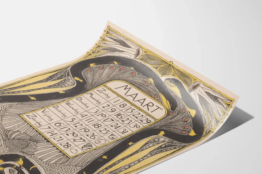 maaliskuun 1896 taiteellinen kalenterijuliste