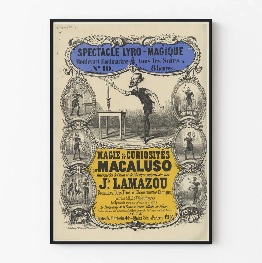 Macaluso'n taikalyhty- ja kuriositeettinäytösjuliste