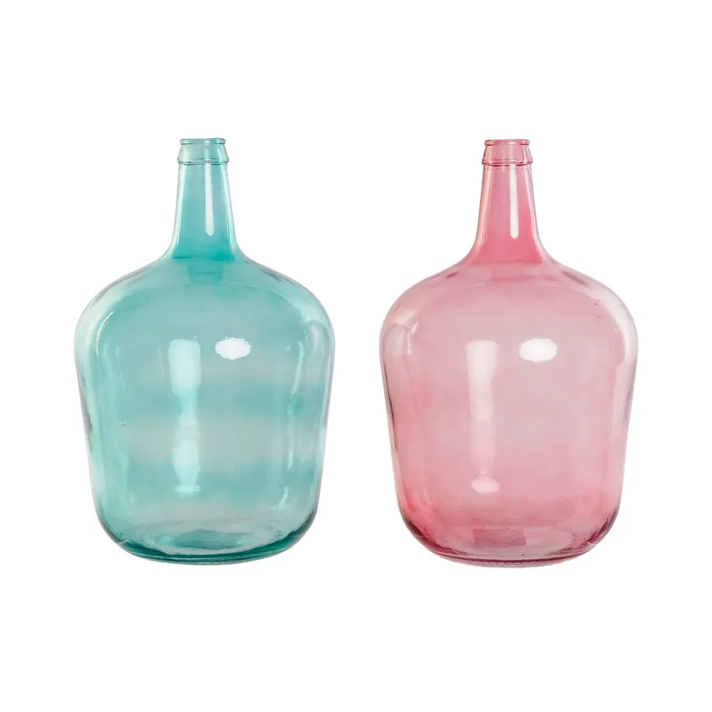 Maljakko DKD Home Decor Vihreä Pinkki Karaistu lasi 25 x 25 x 40 cm (2 osaa)
