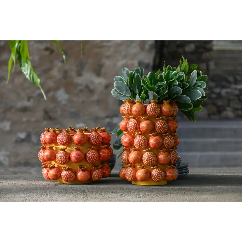 Maljakko Home ESPRIT Keltainen Oranssi Kivitavara Moderni 24 x 24 x 32 cm