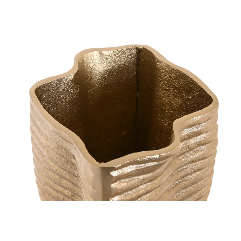 Maljakko Home ESPRIT Kullattu Alumiini Abstrakti Moderni 17 x 15 x 33 cm