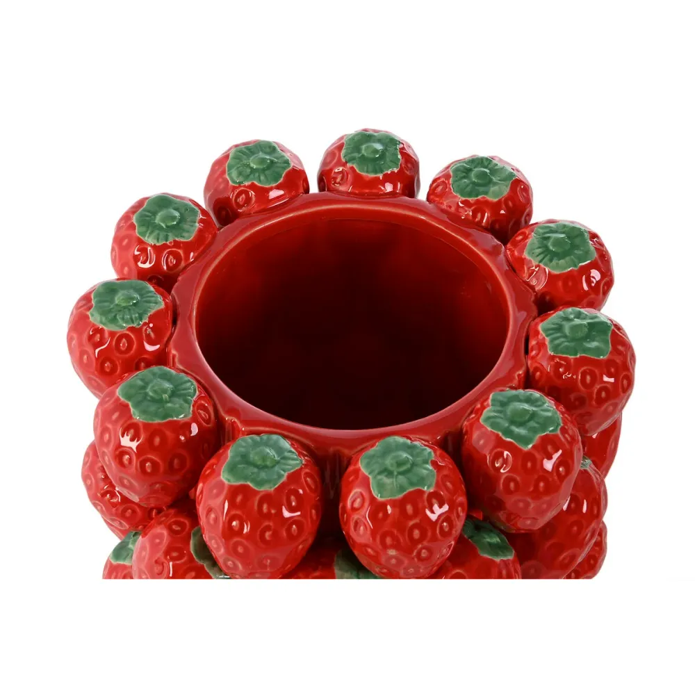 Maljakko Home ESPRIT Punainen Keraminen Kivitavara Mansikat Trooppinen 23 x 23 x 34 cm