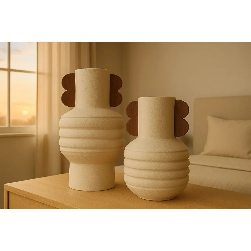 Maljakko Home ESPRIT Ruskea Beige Terrakotta Mangopuu