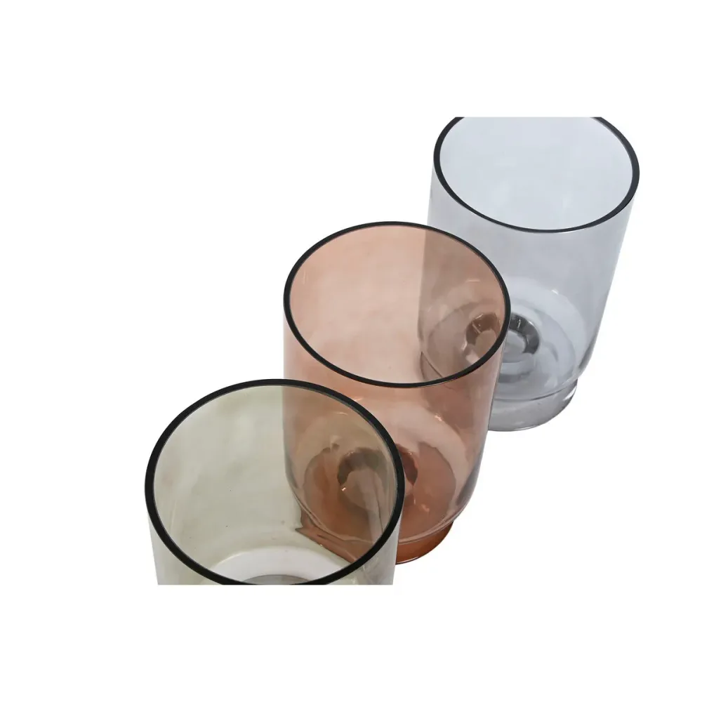 Maljakko Home ESPRIT Sininen Vihreä Meripihka Kristalli Moderni 12,5 x 12,5 x 20 cm (3 osaa)