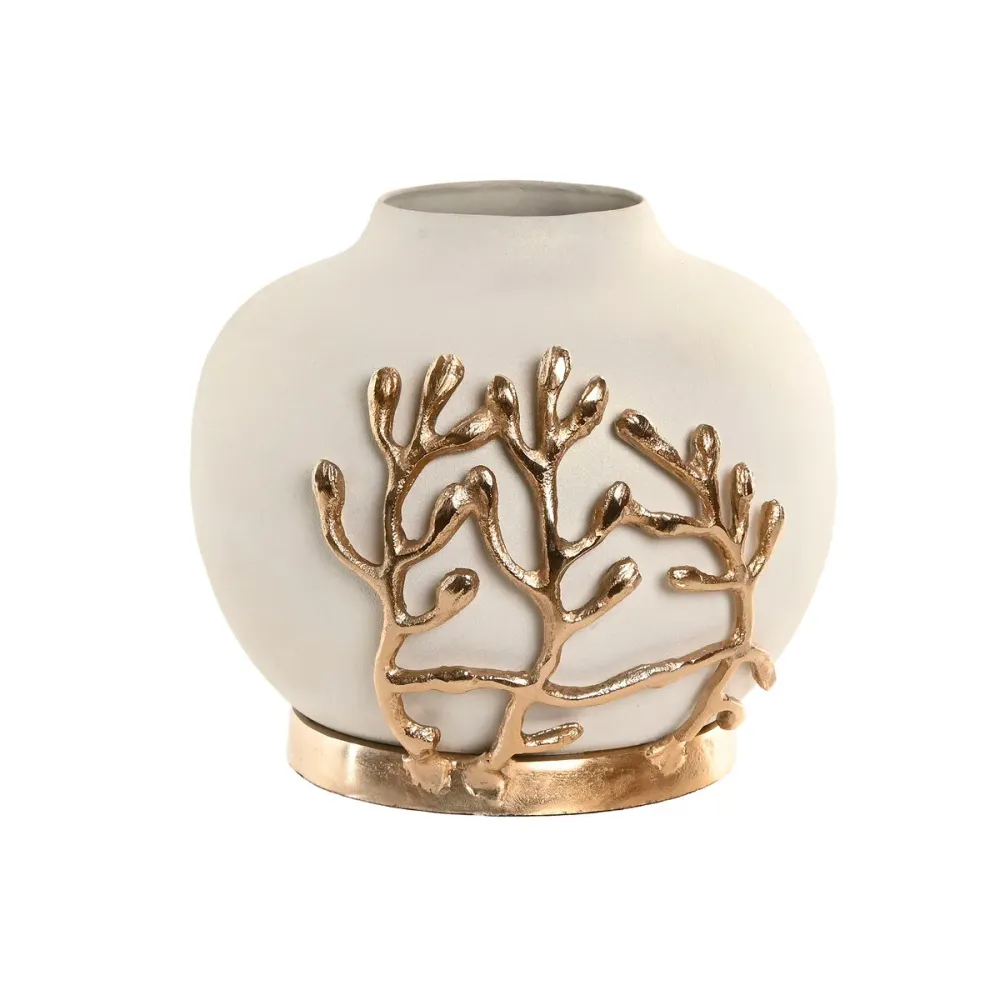 Maljakko Home ESPRIT Valkoinen Kullattu Alumiini Moderni 19 x 19 x 18 cm