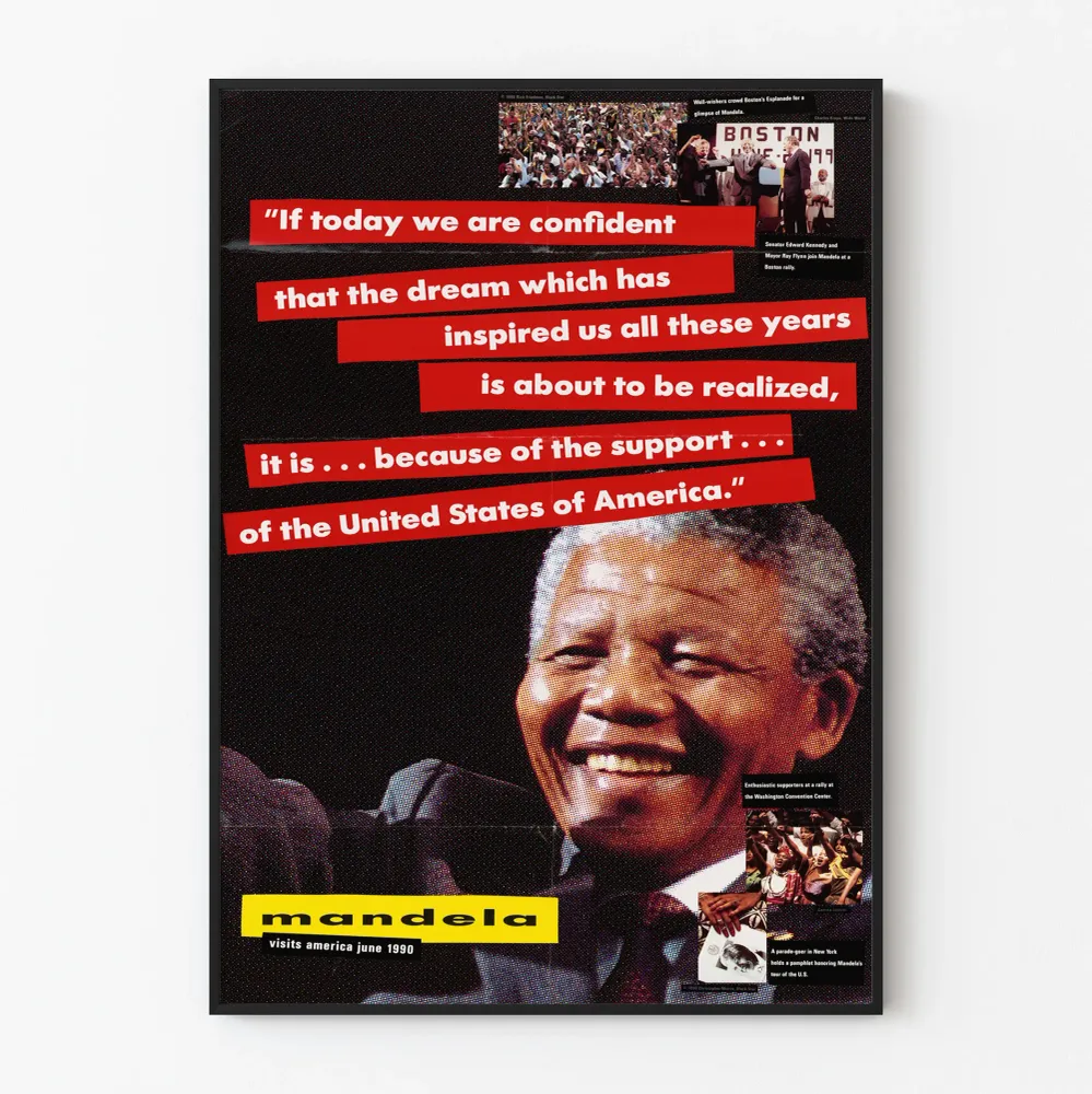 Mandela-vierailu Amerikassa - Juliste historiallinen sisustukseen 1990