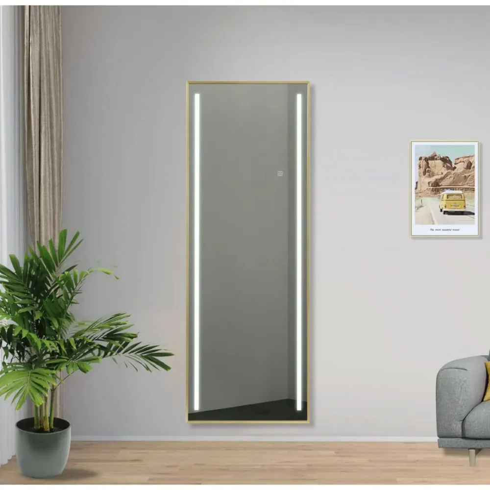 Meikkipeili Home ESPRIT Kullattu Alumiini 60 x 5 x 165 cm